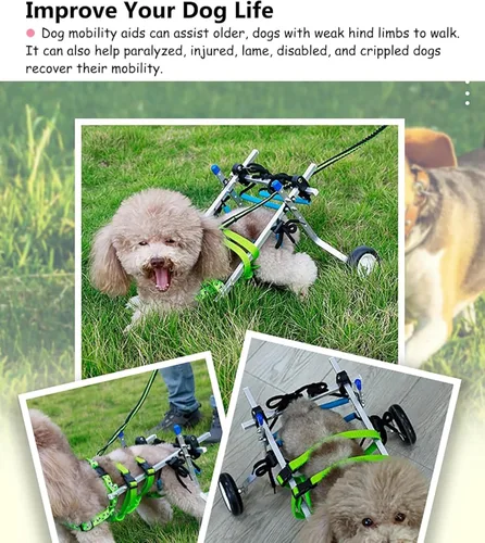 Miniatura 3 de Dog Wheelchair Doggy/Cat Wheelchair with 2 Wheel & Harness, Extra Small Dog Bike Trailer for Paralyzed Back Legs,S
