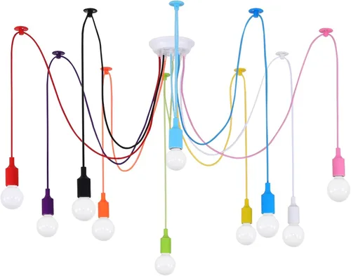 Miniatura 9 de Lámpara Colgante de Araña Colorida, Luminarias Divertidas para Niños, Lámpara de Techo Ajustable DIY para Habitación de Niñas y Niños, Sala