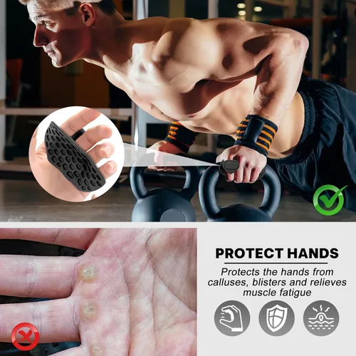 Miniatura 3 de Guantes de gimnasio sin dedos para hombres y mujeres, guantes de entrenamiento antideslizantes de goma con absorción de sudor, protección duradera