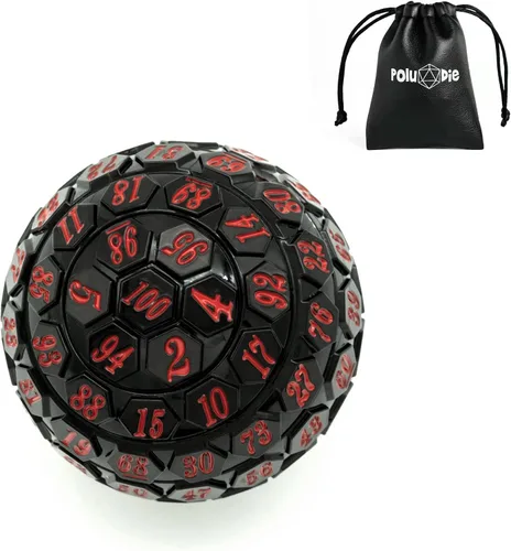 Miniatura 14 de Dados poliédricos de 100 caras, dados de juego individuales D100, cubo de 100 lados con bolsa negra, dado D100 de 1.890 in