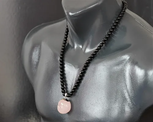 Miniatura 13 de Colgante de turmalina cruda natural, Collar de cuentas de ónix negro genuino, Collar de piedra negra, Collar de piedras preciosas, Cuentas de 0.315