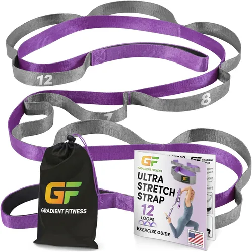 Miniatura 11 de Gradient Fitness Stretching Strap for Physical Therapy, 12 Multi-Loop Stretch Strap 1" W x 8' L, Neoprene Handles, Physical Therapy Equipment, Yoga