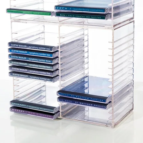 Miniatura 7 de Soporte transparentes, de plástico, para apilar CD, para 30 CDs estándar. Soporte para joyas.