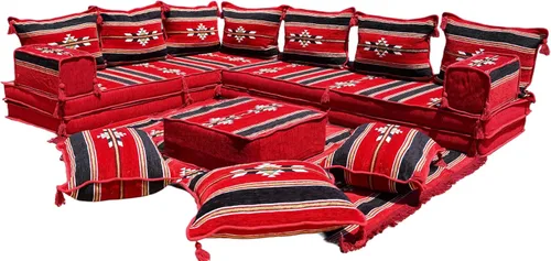 Miniatura 9 de Sofá de piso modular hecho a mano arabicsofa – Asiento oriental Majlis con cojines de respaldo