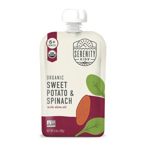 Miniatura 14 de Serenity Kids Bolsas de alimentos para bebés con puré vegetariano orgánico USDA de más de 6 meses, sin frutas azucaradas ni azúcar añadido, sin
