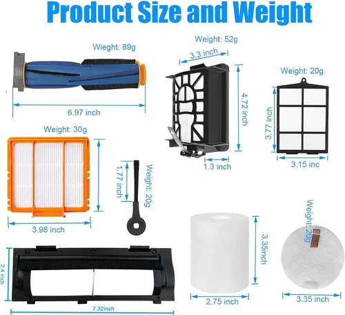Miniatura 6 de Kit de piezas de repuesto para Shark AI AV2501S/AV2511AE/AV2501AE/RV2502AE/RV2610WA/AV2510/RV2520 Robot Aspirador incluido, filtros, filtros