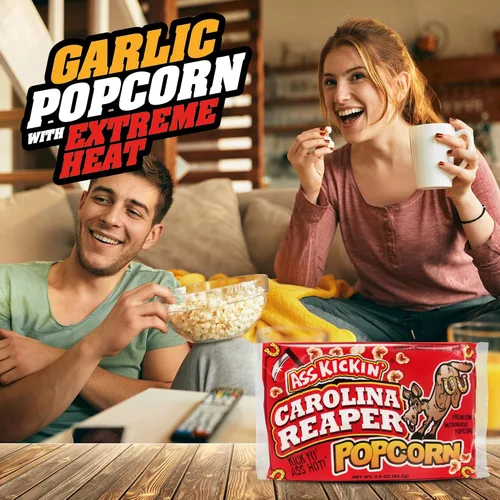 Miniatura 3 de ASS KICKIN' Carolina Reaper - Palomitas de maíz para microondas con pimienta - Snacks picantes - Paquete de 3 - Palomitas de maíz gourmet picantes