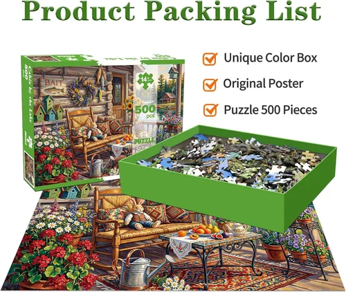 Miniatura 5 de HUADADA 500 Piece Puzzles for Adults - Cabin by the Lake - Jigsaw Puzzles for Adults 500 Piece Educational Games Premium Rustic Scenery Puzzle for