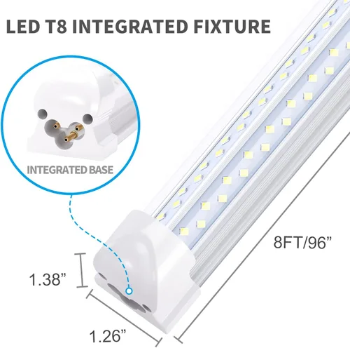 Miniatura 7 de Lámpara LED de tienda de 8 pies, 120 W, 14400 lúmenes, 6500 K, blanco frío, T8 V, tubo de luz LED integrado con 4 filas de luz para puerta