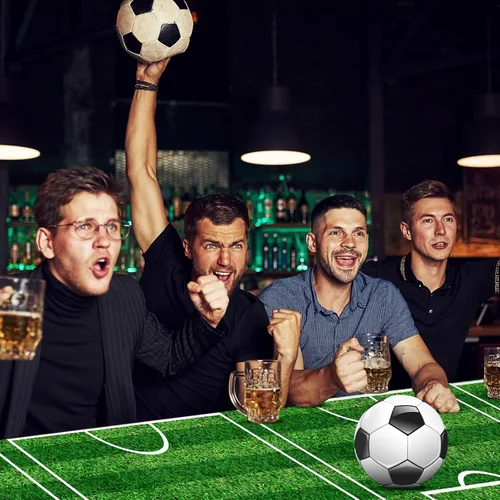 Miniatura 6 de Mixweer 2 manteles de fútbol para decoración de fiesta de cumpleaños de fútbol de 54 x 108 pulgadas, cubierta de mesa de plástico para deportes