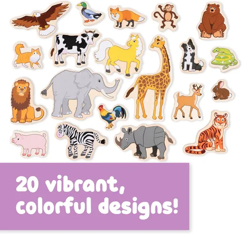 Miniatura 3 de Spark & Wow Imanes de madera Animales, imanes para niños a partir de 2 años Juego abierto Se adhieren a refrigeradores, pizarras blancas y más