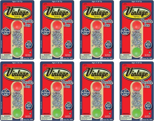 JA-RU Vintage Toys - Juego de jacks metálicos (paquete de 8) con dos pelotas que rebotan. Juegos mini Jax clásicos retro familiares. Recuerdos de