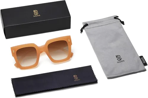 Miniatura 77 de SOJOS Gafas de sol cuadradas vintage de gran tamaño para mujer, estilo retro, de lujo, grandes, UV400 SJ2194