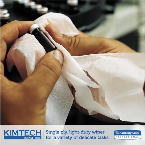 Miniatura 2 de Kimtech 34120 KIMWIPES Limpiaparabrisas delicados, 1 capa, 4 2/5 x 8 2/5, 280/caja, 30 cajas/cartón