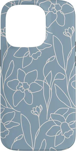 Miniatura 17 de Poppy Flower Line Art Modern Leaves Boho Light Blue Case for iPhone 17