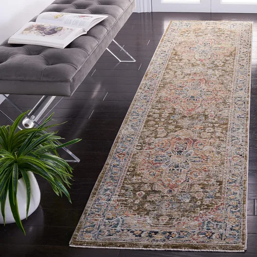 Miniatura 17 de SAFAVIEH Silverado Collection - Alfombra para pasillo, 2 x 8 pies, azul y óxido, diseño vintage envejecido, no desprende pelusa y de fácil cuidado