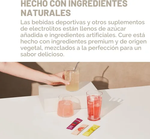 Miniatura 6 de Cure Hydration Mezcla de bebida con electrolitos a base de plantas Sin azúcar añadido FSA-HSA Polvo de alivio de la deshidratación fabricado