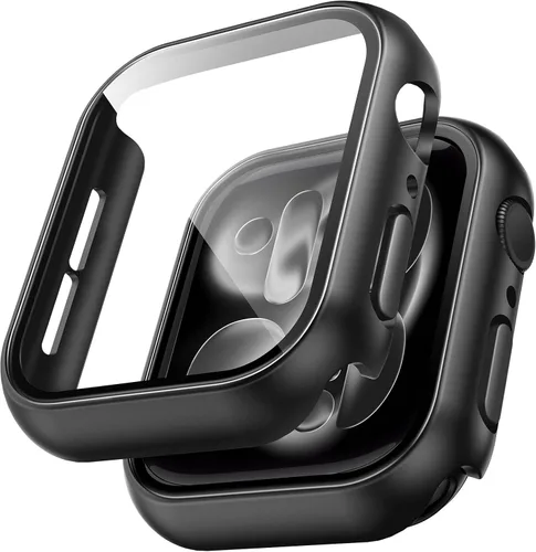 Miniatura 37 de TAURI - Juego de 2 carcasas rígidas para Apple Watch SE Series 6, 5, 4, 1.732 in (44mm), protector de pantalla integrado de cristal templado 9H, Azul