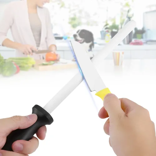 Miniatura 8 de Varilla de afilar de acero de 8 pulgadas, varilla profesional para afilar cuchillos, varilla afiladora de cuchillos para cuchillo de cocina y tijeras