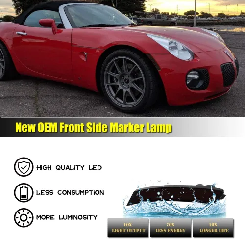 Miniatura 5 de Lámparas de Marca Lateral Delantera LED de Lente Ahumada Ámbar Compatibles con 2006-2010 Pontiac Solstice, 2007-2010 Saturn Sky Lente ahumada LED