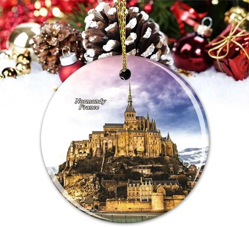 Decoración de Navidad Normandía Francia, adorno de Navidad, recuerdo de recuerdo, adorno de Navidad, regalo de árbol de Navidad, adorno de cerámica,