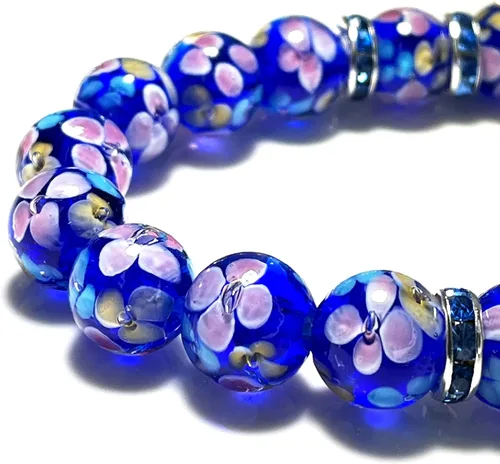 Miniatura 9 de Artsy Crafts - 20 cuentas de cristal de flores de 0.472 in, cuentas de cristal de Murano europeas, cuentas de cristal sueltas hechas a mano