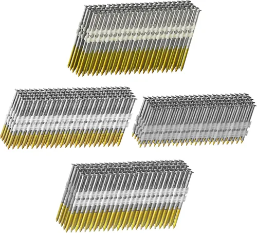 Clavos de marco de 21 grados, 1000 unidades, 4 tamaños (2 pulgadas + 2-1/2 pulgadas + vástago de anillo de 3.0 pulgadas + vástago liso de 3-1/2
