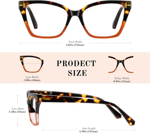 Miniatura 5 de Paquete de 3 lentes de lectura para mujeres - Lentes de bloqueo de luz azul de moda con forma de ojo de gato, lentes con bisagra de resorte