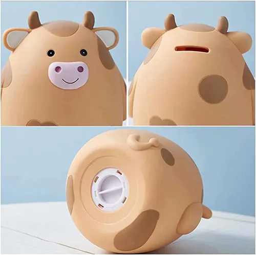 Miniatura 9 de H&W Alcancía de vaca, caja de monedas irrompible para niños, lindo banco de dinero de animales para cumpleaños para niños y niñas, cajas de ahorro