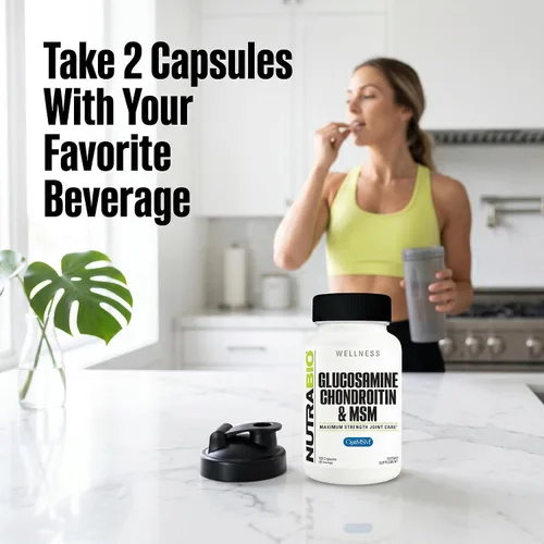 Miniatura 8 de NutraBio Suplemento de glucosamina condroitina y OptiMSM, fórmula de apoyo articular - 120 cápsulas (120 unidades)