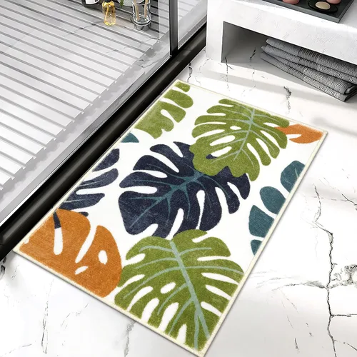 Miniatura 5 de Lukinbox Tapetes de baño lavables con hojas, 18 x 26 pulgadas, tapete de baño pequeño antideslizante Monstera, tapete de baño de microfibra suave