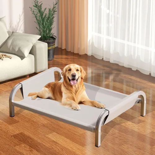 Miniatura 3 de Elevated Pet Bed Raised Cat Dog Bed Sturdy Breathable Portable Comfortable Cot Pet Hammock for Indoor Cats Puppy Kitten Green M- Gray XL