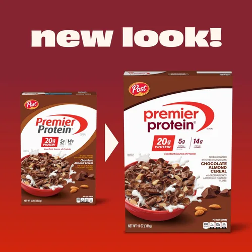 Miniatura 4 de Post Premier Protein Cereal de almendras de chocolate, cereal de desayuno rico en proteínas o aperitivo hecho con almendras reales, 30 onzas – 1