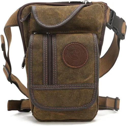 Miniatura 2 de Canvas Drop Leg Bag Outdoor Waist Pack for Men Women Tactical Military Motorcycle Bike Cycling Multi-Pocket Waist Fanny Pouch Travel Hiking Climbing