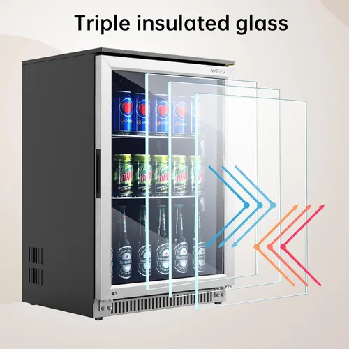 Miniatura 5 de Weili - Refrigerador incorporado de 50 cm para bebidas con cerradura, debajo del mostrador o independiente, refrigerador para 120 latas de refresco