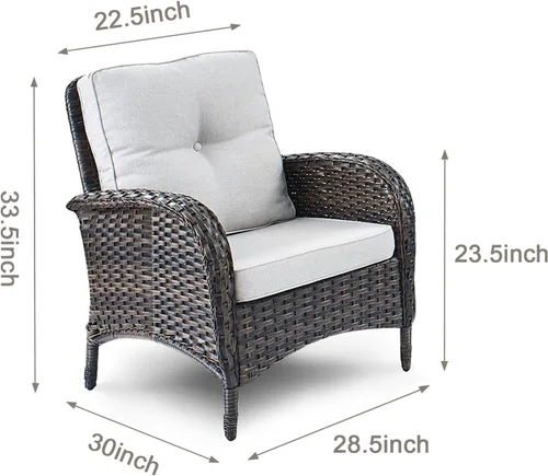 Miniatura 7 de HUMMUH Juego de 2 sillas de mimbre para exteriores, sillas de comedor con respaldo alto y asiento profundo para jardín, porche, patio trasero