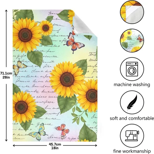 Miniatura 3 de GAIREG Retro Sunflowers Butterflies Dish Cloths for Drying Dishes, 28x18 Inches Absorbent Printed Hand Towels, Set of 6