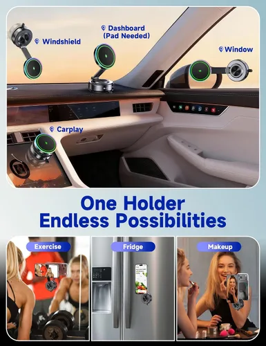 Miniatura 2 de Cargador de coche Magsafe para montaje en automóvil, cargador inalámbrico de 15 W de carga más rápida [105 libras de succión y 3800 gf magnético]