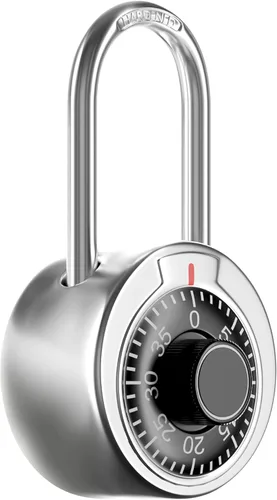Miniatura 2 de FIGODE® Cerradura de casillero con grillete largo, cerradura de combinación, esfera negra, cada cerradura con código diferente, candado sin llave