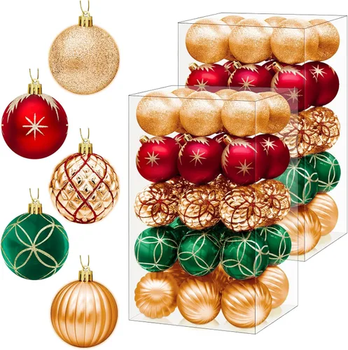 Miniatura 11 de DeckTheHalls Adornos de bolas de Navidad, 30 piezas de 2.5 pulgadas irrompibles, bolas de decoración navideña para colgar en el árbol de Navidad