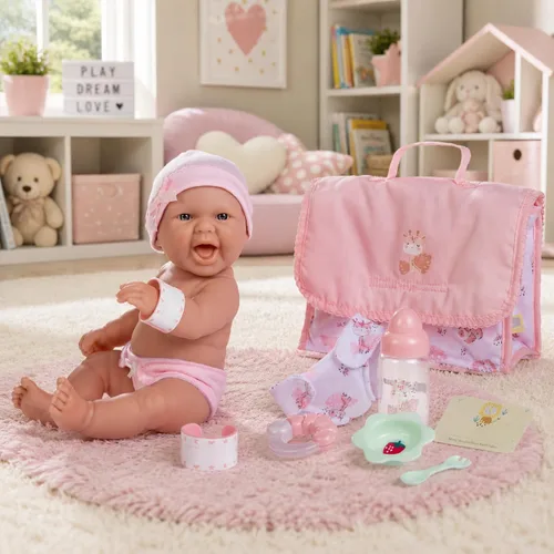 Miniatura 2 de Juego de regalo de 10 piezas de bolsa de pañales de lujo Feat. Muñeca realista de bebé recién nacido sonriente de 13 pulgadas La Newborn - JC