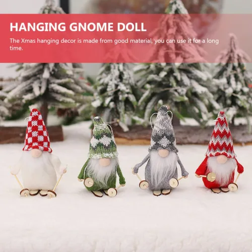 Miniatura 7 de BESTOYARD Colgante de muñeca de esquí, gnomos de árbol de Navidad, adorno de chimenea de Navidad, adorno de muñeca sin rostro, adornos de Navidad