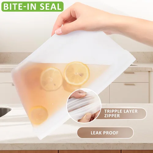 Miniatura 5 de Bolsas de silicona para almacenamiento de alimentos, contenedores reutilizables de almacenamiento de alimentos, bolsas de silicona con cierre