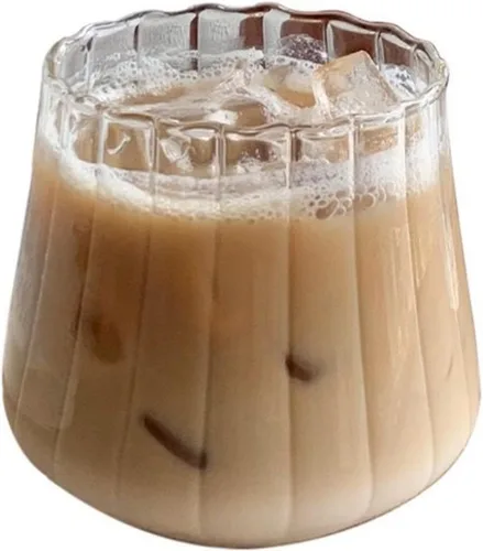 Miniatura 11 de Ochine Vasos acanalados para beber – Vasos de vidrio para vino, café, cócteles, expreso, té helado, agua, bebidas, jugo y cerveza