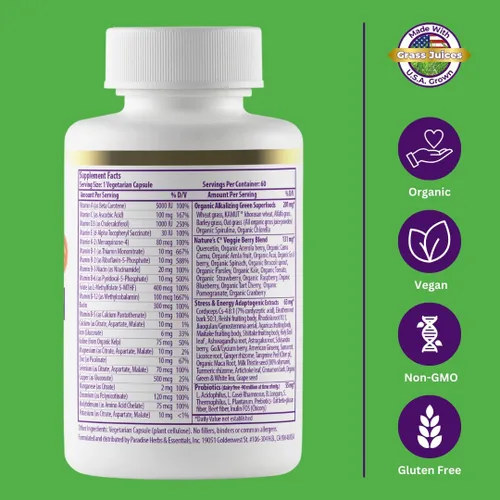 Miniatura 8 de Paradise Herbs – Paquete de mezcla de la tierra – Superfood Multivitamínico sin hierro 60 unidades + vitamina C 90 unidades – Ayuda a mantener