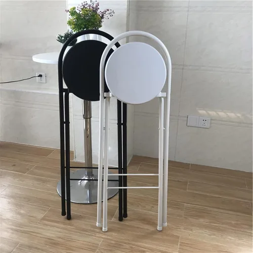 Miniatura 6 de Taburetes de bar modernos para desayuno, taburete plegable de madera con reposapiés trasero, taburete de bar plegable, altura de 26 pulgadas/28