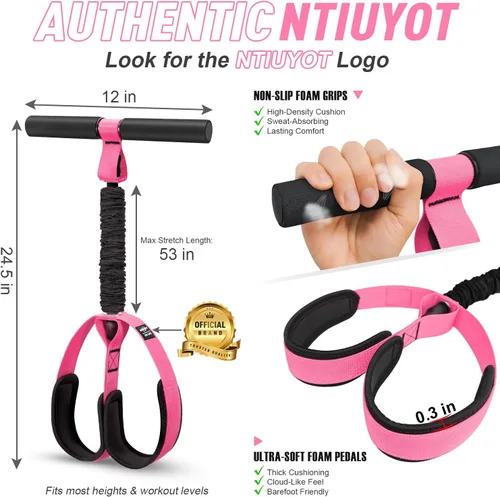 Miniatura 2 de Pedal Resistance Band with Handle, Upgraded Durable Thickened Latex Tubes and Soft Foam Fabric Foot Pedal, Sit Up Exercise Equipment for Abdomen