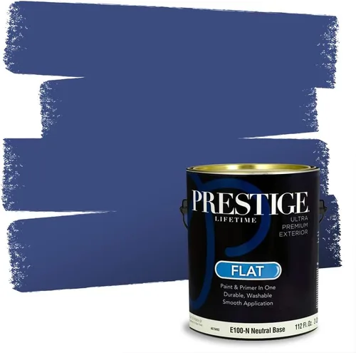 Miniatura 20 de Prestige Paints. - Base y pintura para exteriores en un solo galón, 1 galón. plano, comparable con Sherwin Williams Topsail. SW159-azul hechizante.