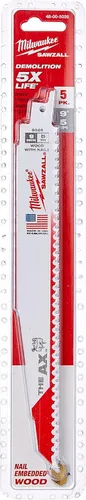 Miniatura 2 de Milwaukee 48-00-5026 The Ax - Hojas de sierra recíproca 5 TPI de 9 pulgadas, paquete de 5