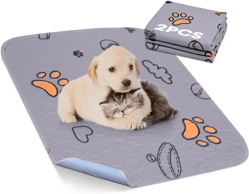 Miniatura 21 de Almohadillas lavables para orina para perros, paquete de 2 unidades grandes de 48 x 48 pulgadas, almohadillas reutilizables súper absorbentes